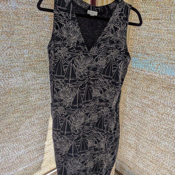 J.Jill Navy Blue Dress-Sailboats Size Large - Picture 6 of 6